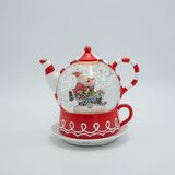 ΤΣΑΓΙΕΡΑ ΜΕ ΑΓΙΟ ΒΑΣΙΛΗ, CANDY, ΜΕ ΝΕΡΟ ΣΤΟ ΕΣΩΤΕΡΙΚΟ, ΦΩΤΙΖΟΜΕΝΗ, ΜΠΑΤΑΡΙΑΣ, TIMER, 19x15x19cm