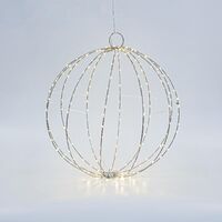 ΑΣΗΜΙ ΜΕΤΑΛΛΙΚΗ ΜΠΑΛΑ ΦΩΤΙΖΟΜΕΝΗ 40cm, 240 MINI LED, ΣΤΑΘΕΡΟΣ ΜΕΤΑΣΧΗΜΑΤΙΣΤΗΣ, ΑΣΗΜΙ ΧΑΛΚΙΝΟ ΚΑΛΩΔΙΟ, ΘΕΡΜΟ ΛΕΥΚΟ LED, ΠΡΟΕΚΤΑΣΗ ΠΑΡΟΧΗΣ 3m, IP44