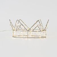 ΦΩΤΙΖΟΜΕΝΗ ΚΟΡΩΝΑ 21Χ9  ΜΕ ΚΡΥΣΤΑΛΛΑΚΙΑ, 70 MINI LED, ΜΠΑΤΑΡΙΑΣ, ΜΕ ΧΡΟΝΟΔΙΑΚΟΠΤΗ, ΑΣΗΜΙ ΧΑΛΚINO ΚΑΛΩΔΙΟ, ΘΕΡΜΟ ΛΕΥΚΟ LED, ΠΡΟΕΚΤΑΣΗ ΠΑΡΟΧΗΣ 50cm, IP20