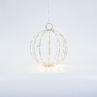 ΑΣΗΜΙ ΜΕΤΑΛΛΙΚΗ ΜΠΑΛΑ ΦΩΤΙΖΟΜΕΝΗ 20cm, 96 MINI LED, ΣΤΑΘΕΡΟΣ ΜΕΤΑΣΧΗΜΑΤΙΣΤΗΣ, ΑΣΗΜΙ ΧΑΛΚΙΝΟ ΚΑΛΩΔΙΟ, ΘΕΡΜΟ ΛΕΥΚΟ LED, ΠΡΟΕΚΤΑΣΗ ΠΑΡΟΧΗΣ 3m, IP44