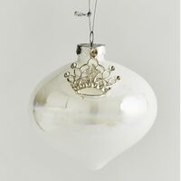 ΓΥΑΛΙΝΟ ΣΤΟΛΙΔΙ, ΚΡΕΜΜΥΔΙ, ΑΣΠΡΟ ΜΕ ΚΟΡΩΝΑ, ΣΕΤ 4ΤΜΧ, 10cm