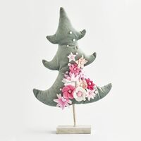 ΒΕΛΟΥΔΙΝΟ ΧΡΙΣΤΟΥΓΕΝΝΙΑΤΙΚΟ ΔΕΝΤΡΟ, ΠΡΑΣΙΝΟ ΜΕ ΡΟΖ ΛΟΥΛΟΥΔΙΑ, 22.5x35cm