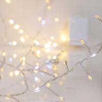 CLUSTER 2,5m, 200 MINI LED, ΜΕΤΑΣΧΗΜΑΤΙΣΤΗ, ΣΤΑΘΕΡΟ, ΑΣΗΜΙ ΧΑΛΚΙΝΟ ΚΑΛΩΔΙΟ, 100 ΘΕΡΜΟ ΛΕΥΚΟ LED, 100 ΛΕΥΚΟ LED ΜΕ ΠΡΟΓΡΑΜΜΑ SNOWFALL, ΠΡΟΕΚΤΑΣΗ ΠΑΡΟΧΗΣ 5m, IP44