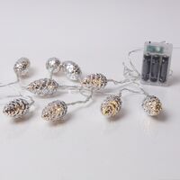 ΣΕΙΡΑ, 20 LED 5mm, ΑΣΗΜΙ ΚΟΥΚΟΥΝΑΡΙΑ, ΜΠΑΤΑΡΙΑΣ 3xAA, ΧΡΟΝΟΔΙΑΚΟΠΤΗ, ΔΙΑΦΑΝΟ PVC ΚΑΛΩΔΙΟ, ΘΕΡΜΟ ΛΕΥΚΟ LED ΑΝΑ 15cm, ΠΡΟΕΚΤΑΣΗ ΠΑΡΟΧΗΣ 30cm, IP20