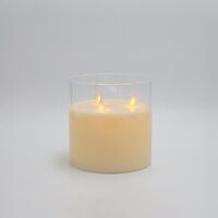 ΚΕΡΙ ΜΠΑΤΑΡΙΑΣ, ΜΕ 3 ΦΛΟΓΕΣ ΚΑΙ ΓΥΑΛΙ, ΙΒΟΥΑΡ, ΜΕ ΧΡΟΝΟΔΙΑΚΟΠΤΗ, 15x15cm