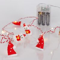 ΣΕΙΡΑ, 20 MINI LED, ΣΚΟΥΦΟΣ & ΧΙΟΝΑΝΘΡΩΠΟΣ, ΜΠΑΤΑΡΙΑΣ 3xAA, ΧΡΟΝΟΔΙΑΚΟΠΤΗ, ΚΟΚΚΙΝΟ & ΛΕΥΚΟ ΧΑΛΚΙΝΟ ΚΑΛΩΔΙΟ, ΘΕΡΜΟ ΛΕΥΚΟ LED ΑΝΑ 10cm, ΠΡΟΕΚΤΑΣΗ ΠΑΡΟΧΗΣ 30cm, IP20