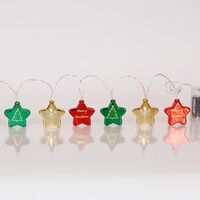 ΣΕΙΡΑ, 10 LED 5mm, ΠΛΑΣΤΙΚΑ ΧΡΩΜΑΤΙΣΤΑ ΑΣΤΕΡΙΑ, ΜΠΑΤΑΡΙΑΣ 3xAA, ΧΡΟΝΟΔΙΑΚΟΠΤΗ, ΔΙΑΦΑΝΟ PVC ΚΑΛΩΔΙΟ, ΘΕΡΜΟ ΛΕΥΚΟ LED ΑΝΑ 10cm, ΠΡΟΕΚΤΑΣΗ ΠΑΡΟΧΗΣ 30cm, IP20