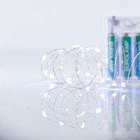 ΣΕΙΡΑ, 20 MINI LED, ΜΠΑΤΑΡΙΑΣ 2xΑΑ, TIMER, ΑΣΗΜΙ ΧΑΛΚΙΝΟ ΚΑΛΩΔΙΟ, ΛΕΥΚΟ LED ΑΝΑ 10cm, ΠΡΟΕΚΤΑΣΗ ΠΑΡΟΧΗΣ 10cm, IP20 (DISPLAY BOX 24τμχ)