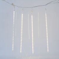 SNOWDROP, 240 LED, 5V ΜΕΤΑΣΧΗΜΑΤΙΣΤΗ, 4 ΕΠΕΚΤΑΣΕΙΣ ΕΩΣ 3 ΣΕΤ, 5 ΣΩΛΗΝΕΣ 50cm ΜΕ ΘΕΡΜΟ ΛΕΥΚΟ LED (H50 x L400cm), ΠΡΟΕΚΤΑΣΗ ΠΑΡΟΧΗΣ 5m, IP44