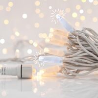 ΣΕΙΡΑ, 100 LED 5mm ΜΕ ΚΑΛΥΜΜΑ, 230V, 3 ΕΠΕΚΤΑΣΕΙΣ ΕΩΣ 9 ΣΕΤ, ΛΕΥΚΟ ΚΑΟΥΤΣΟΥΚ ΚΑΛΩΔΙΟ, 90 ΘΕΡΜΑ ΛΕΥΚΑ LED + 10 ΛΕΥΚΑ FLASH LED ANA 10cm, ΠΡΟΕΚΤΑΣΗ ΠΑΡΟΧΗΣ 1.5cm, ΙΡ65