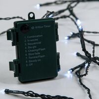 ΣΕΙΡΑ, 96 LED 3mm, ΜΠΑΤΑΡΙΑΣ 3xAA, 8 ΠΡΟΓΡΑΜΜΑΤΑ & ΜΝΗΜΗ, TIMER, ΠΡΑΣΙΝΟ PVC ΚΑΛΩΔΙΟ, ΛΕΥΚΟ LED ANA 10cm, ΠΡΟΕΚΤΑΣΗ ΠΑΡΟΧΗΣ 30cm, IP44 (DISPLAY BOX 16τμχ)