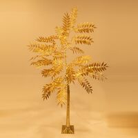 ΧΡΥΣΟ ΔΕΝΤΡΟ ΜΕ ΠΛΑΤΥ ΦΥΛΛΟ 2,1m, 4,5V ΜΕΤΑΣΧΗΜΑΤΙΣΤΗ, 180 ΘΕΡΜΑ ΛΕΥΚΑ MINI LED, ΠΡΟΕΚΤΑΣΗ ΠΑΡΟΧΗΣ 3m, IP44