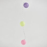 ΣΕΙΡΑ, 10 LED 5mm, ΚΙΤΡΙΝΕΣ, ΡΟΖ & ΜΩΒ ΥΦΑΣΜΑΤΙΝΕΣ ΜΠΑΛΕΣ 4cm, ΜΠΑΤΑΡΙΑΣ 2xAA, ΧΡΟΝΟΔΙΑΚΟΠΤΗ, ΔΙΑΦΑΝΟ PVC ΚΑΛΩΔΙΟ, ΘΕΡΜΟ ΛΕΥΚΟ LED ΑΝΑ 15cm, ΠΡΟΕΚΤΑΣΗ ΠΑΡΟΧΗΣ 30cm, IP20