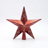 ΠΛΑΣΤΙΚΗ ΚΟΡΥΦΗ, KOKKINH, ΜΕ ΧΡΥΣΟ GLITTER, 20cm