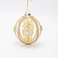 ΓΥΑΛΙΝΗ ΜΠΑΛΑ, ΔΙΑΦΑΝΗ ΜΕ ΛΕΥΚΗ ΠΕΡΛΑ, ΣΕΤ 4ΤΜΧ, 8cm