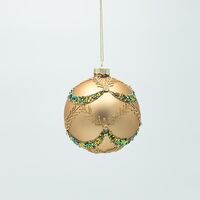 ΓΥΑΛΙΝΗ ΜΠΑΛΑ, ΧΡΥΣΗ ΜΑΤ ΜΕ ΠΡΑΣΙΝΕΣ ΠΕΤΡΕΣ, ΣΕΤ 4ΤΜΧ, 10cm