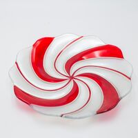 ΠΙΑΤΕΛΑ CANDY ΣΤΡΟΓΓΥΛΗ, ΑΣΗΜΙ ΚΟΚΚΙΝΟ, ΓΥΑΛΙΝΗ ΔΙΑΚΟΣΜΗΤΙΚΗ, 31.5cm