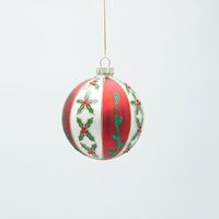 ΓΥΑΛΙΝΗ ΜΠΑΛΑ, ΛΕΥΚΗ ΜΕ ΚΟΚΚΙΝΟ ΚΑΙ ΣΧΕΔΙΑ ΓΚΙ, ΣΕΤ 4ΤΜΧ, 8cm