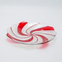 ΠΙΑΤΕΛΑ CANDY ΣΤΡΟΓΓΥΛΗ, ΑΣΗΜΙ ΚΟΚΚΙΝΟ, ΓΥΑΛΙΝΗ ΔΙΑΚΟΣΜΗΤΙΚΗ, 23.5cm