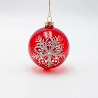 ΓΥΑΛΙΝΗ ΜΠΑΛΑ, ΚΟΚΚΙΝΗ ΜΕ ΑΣΗΜΙ ΛΟΥΛΟΥΔΙ, ΣΕΤ 4ΤΜΧ, 8cm