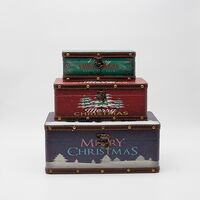 ΚΟΥΤΙΑ ΔΙΑΚΟΣΜΗΤΙΚΑ, ΜΕ ΧΡΙΣΤΟΥΓΕΝΝΙΑΤΙΚΑ ΣΧΕΔΙΑ,  ΞΥΛΙΝΑ. ΣΕΤ 3 ΤΜΧ, 30x20x13,  25x15x10 ΚΑΙ 20x10x8cm