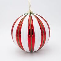 ΠΛΑΣΤΙΚΗ ΜΠΑΛΑ, ΚΟΚΚΙΝΗ ΜΕ ΛΕΥΚΕΣ ΚΑΙ ΠΡΑΣΙΝΕΣ ΡΙΓΕΣ, ΣΕΤ 2ΤΜΧ, 20cm