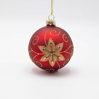 ΓΥΑΛΙΝΗ ΜΠΑΛΑ, ΚΟΚΚΙΝΗ ΜΕ ΧΡΥΣΟ ΛΟΥΛΟΥΔΙ, ΣΕΤ 4ΤΜΧ, 8cm