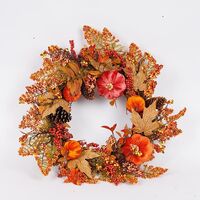 ΣΤΕΦΑΝΙ ΜΕ ΦΥΛΛΑ ΣΦΕΝΔΑΜΟΥ ΚΑΙ ΠΟΡΤΟΚΑΛΙ ΒΕΛΟΥΔΙΝΕΣ ΚΟΛΟΚΥΘΕΣ, 60cm