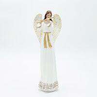 ΑΓΓΕΛΟΣ ΠΟΛΥΡΕΖΙΝ, ΜΕ ΦΛΑΟΥΤΟ, ΛΕΥΚΟΣ, 10.5x28.5cm