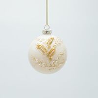 ΓΥΑΛΙΝΗ ΜΠΑΛΑ, ΜΠΕΖ ΜΕ 3D ΧΡΥΣΑ ΦΥΛΛΑ, ΣΕΤ 4ΤΜΧ, 8cm