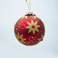 ΓΥΑΛΙΝΗ ΜΠΑΛΑ, ΚΟΚΚΙΝΗ ΜΕ ΧΡΥΣΑ ΑΛΕΞΑΝΔΡΙΝΑ, ΣΕΤ 4ΤΜΧ, 10cm