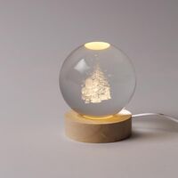 ΦΩΤΙΖΟΜΕΝΗ ΜΠΑΛΑ 8cm, ΧΡΙΣΤΟΥΓΕΝΝΙΑΤΙΚΗ ΣΧΕΔΙΟ, ΑΓΙΟΣ ΒΑΣΙΛΗΣ ΜΕ ΧΡΙΣΤΟΥΓΕΝΝΙΑΤΙΚΟ ΔΕΝΤΡΟ, USB, 6 ΘΕΡΜΑ ΛΕΥΚΑ SMD LED, BΑΣΗ 7cm, ΠΡΟΕΚΤΑΣΗ ΠΑΡΟΧΗΣ 70cm, IP20