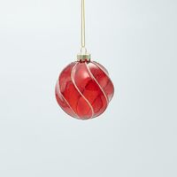 ΓΥΑΛΙΝΗ ΜΠΑΛΑ, ΚΟΚΚΙΝΗ ΔΙΑΦΑΝΗ ΜΕ ΧΡΥΣΟ GLITTER, ΣΕΤ 4ΤΜΧ, 8cm