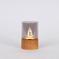 ΦΩΤΙΖΩΜΕΝΟ ΓΥΑΛΙΝΟ ΔΙΑΚΟΣΜΗΤΙΚΟ, ΜΕ ΔΕΝΤΡΟ ΣΤΟ ΕΣΩΤΕΡΙΚΟ, ΜΠΑΤΑΡΙΑΣ 2xAA, TIMER, 60 ΘΕΡΜΑ ΛΕΥΚΑ LED, 8x12,5cm, IP44