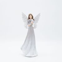 ΑΓΓΕΛΟΣ ΠΟΛΥΡΕΖΙΝ, ΑΣΗΜΕΝΙΟΣ, ΜΕ ΣΤΕΦΑΝΙ, 12x9x25.7cm