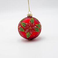 ΓΥΑΛΙΝΗ ΜΠΑΛΑ, ΚΟΚΚΙΝΗ ΜΕ ΑΛΕΞΑΝΔΡΙΝΟ, ΣΕΤ 4ΤΜΧ, 8cm