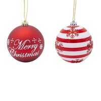 ΠΛΑΣΤΙΚΗ ΜΠΑΛΑ, ΚΟΚΚΙΝΗ MERRY CHRISTMAS ΚΑΙ ΧΙΟΝΟΝΙΦΑΔΑ, ΣΕΤ 4ΤΜΧ, 10cm