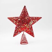 ΚΟΡΥΦΗ ΔΕΝΤΡΟΥ ΜΕ ΚΟΚΚΙΝΟ ΝΗΜΑ ΚΑΙ ΙΡΙΔΙΖΟΝΤΑ ΑΣΤΕΡΑΚΙΑ, 25x30cm