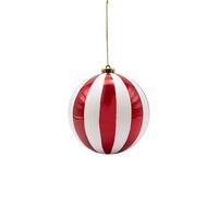 ΠΛΑΣΤΙΚΗ ΜΠΑΛΑ, ΚΟΚΚΙΝΗ ΠΕΡΛΑ ΜΕ ΛΕΥΚΕΣ ΡΙΓΕΣ, ΣΕΤ 6ΤΜΧ, 10cm