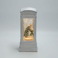 ΤΗΛΕΦΩΝΙΚΟΣ ΘΑΛΑΜΟΣ ΜΕ ΧΙΟΝΑΝΘΡΩΠΟ, ΛΕΥΚΟΣ, ΜΕ ΝΕΡΟ ΣΤΟ ΕΣΩΤΕΡΙΚΟ, ΦΩΤΙΖΟΜΕΝΟΣ, ΜΠΑΤΑΡΙΑΣ, TIMER, 8.8x8.8x21cm