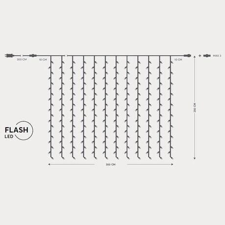 ΚΟΥΡΤΙΝΑ,500 FLASH LED 5mm,31V,ΕΠΕΚΤΑΣΗ ΩΣ 3,ΜΕΤΑΣΧΗΜ/ΣΤΗ,ΠΡΟΕΚΤΑΣΗ ΠΑΡΟΧΗΣ 300cm,ΔΙΑΦΑΝΟ ΚΑΛΩΔΙΟ,ΘΕΡΜΑ ΛΕΥΚΑ LED,300x250,cm,ΙΡ44