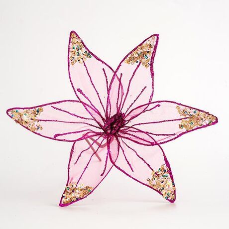 ΛΟΥΛΟΥΔΙ ΟΡΓΑΝΤΖΑ, ΔΙΑΦΑΝΟ ΜΠΟΡΝΤΩ ΜΕ GLITTER, 30cm