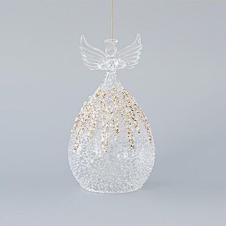 ΓΥΑΛΙΝΟ ΣΤΟΛΙΔΙ, ΑΓΓΕΛΟΣ, ΔΙΑΦΑΝΟ ΜΕ ΧΡΥΣΟ GLITTER, ΣΕΤ 2ΤΜΧ, 9,5x17,5cm