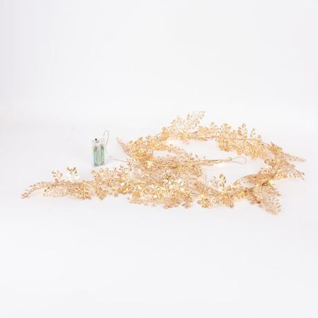 ΦΩΤΙΖΟΜΕΝΗ ΓΙΡΛΑΝΤΑ ME ΧΡΥΣΑ ΦΥΛΛΑ 150cm ΣΧΕΔΙΟ Α, 30 ΘΕΡΜΑ ΛΕΥΚΑ MINI LED, ΜΠΑΤΑΡΙΑΣ 2XAA, ΠΡΟΕΚΤΑΣΗ ΠΑΡΟΧΗΣ 50cm, IP20