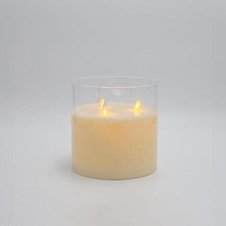 ΚΕΡΙ ΜΠΑΤΑΡΙΑΣ, ΜΕ 3 ΦΛΟΓΕΣ ΚΑΙ ΓΥΑΛΙ, ΙΒΟΥΑΡ, ΜΕ ΧΡΟΝΟΔΙΑΚΟΠΤΗ, 15x15cm