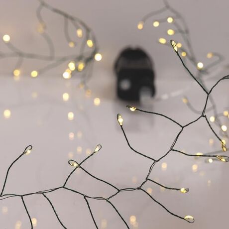 CLUSTER 12m, 960 MINI LED, ΜΕΤΑΣΧΗΜΑΤΙΣΤΗ, 8 ΠΡΟΓΡΑΜΜΑΤΑ & ΜΝΗΜΗ, ΠΡΑΣΙΝΟ ΧΑΛΚΙΝΟ ΚΑΛΩΔΙΟ, ΘΕΡΜΟ ΛΕΥΚΟ LED, ΠΡΟΕΚΤΑΣΗ ΠΑΡΟΧΗΣ 3m, IP44