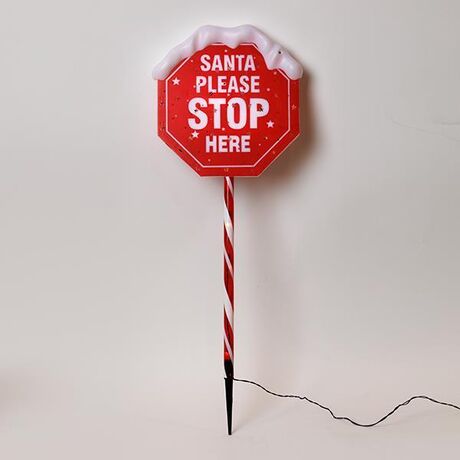 ΠΛΑΣΤΙΚΗ ΠΙΝΑΚΙΔΑ ΑΓΙΟΣ ΒΑΣΙΛΗΣ STOP 81cm, Φ31cm, ΗΛΙΑΚΟ ΣΥΛΛΕΚΤΗ ΜΕ ΑΙΣΘΗΤΗΡΑ ΦΩΤΟΣ, 34 ΘΕΡΜΑ ΛΕΥΚΑ LED, ΠΡΟΕΚΤΑΣΗ ΠΑΡΟΧΗΣ 1m, IP44