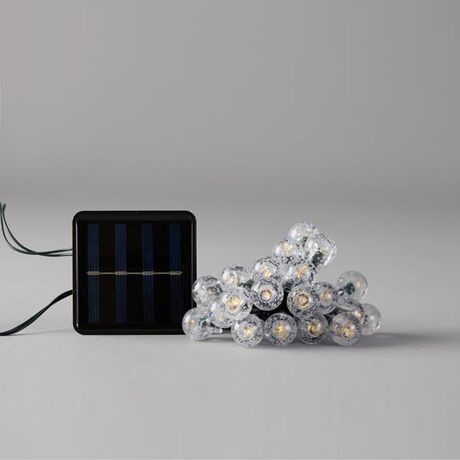 ΣΕΙΡΑ, 80 LED 5mm, ΑΚΡΥΛΙΚΕΣ ΜΠΑΛΕΣ 1.8cm, ΗΛΙΑΚΟ ΣΥΛΛΕΚΤΗ ΜΕ ΑΙΣΘΗΤΗΡΑ ΦΩΤΟΣ, 8 ΠΡΟΓΡΑΜΜΑTA, ΠΡΑΣΙΝΟ PVC ΚΑΛΩΔΙΟ, ΘΕΡΜΟ ΛΕΥΚΟ LED ΑΝΑ 10cm, ΠΡΟΕΚΤΑΣΗ ΠΑΡΟΧΗΣ 1m, ΙΡ44