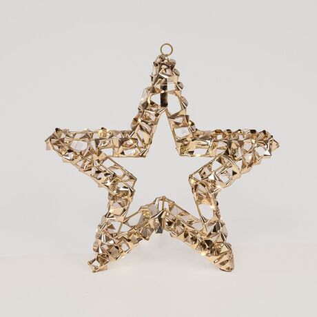 ΦΩΤΙΖΟΜΕΝΟ ΑΣΤΕΡΙ ΧΡΥΣΟ 50cm, 50 LED, ΜΠΑΤΑΡΙΑΣ 3XAA, TIMER, ΑΣΗΜΙ ΧΑΛΚΙΝΟ ΚΑΛΩΔΙΟ, ΘΕΡΜΟ ΛΕΥΚΟ LED, ΠΡΟΕΚΤΑΣΗ ΠΑΡΟΧΗΣ 30cm, IP20