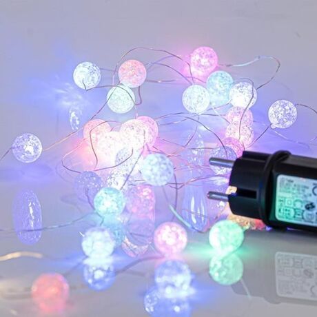 ΣΕΙΡΑ, 100 MINI LED, ΑΚΡΥΛΙΚΕΣ ΜΠΑΛΙΤΣΕΣ Φ2cm, 4.5V ΜΕΤΑΣΧΗΜΑΤΙΣΤΗ, ΑΣΗΜΙ ΧΑΛΚΙΝΟ ΚΑΛΩΔΙΟ, OPAL ΧΡΩΜΑΤΙΣΤΟ LED ΑΝΑ 5cm, ΠΡΟΕΚΤΑΣΗ ΠΑΡΟΧΗΣ 3m, IP44